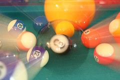 Orange, blue, violet billiards balls